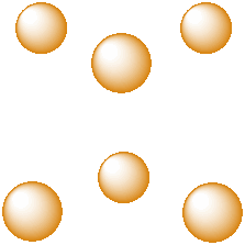 A triangle of spheres viewed from one edge. Below it is another triangle of spheres 
	facing the other direction and also viewed from the edge.