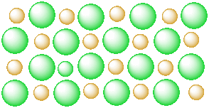 A square grid of large spheres alternating with small spheres.