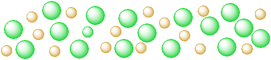 A puddle of randomly distributed large and small spheres.
