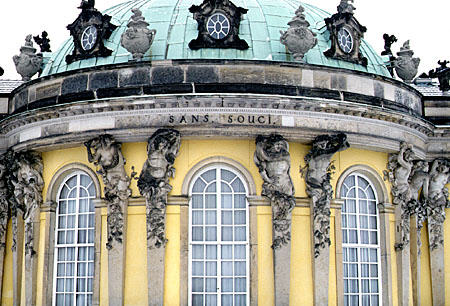 Windows detail Sanssouci Palace (1745-47) in Potsdam. - Click to read about this site.