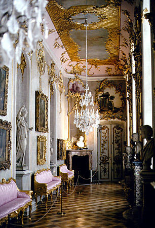 Baroque interior of Sanssouci Palace in Potsdam. - Click to read about this site.